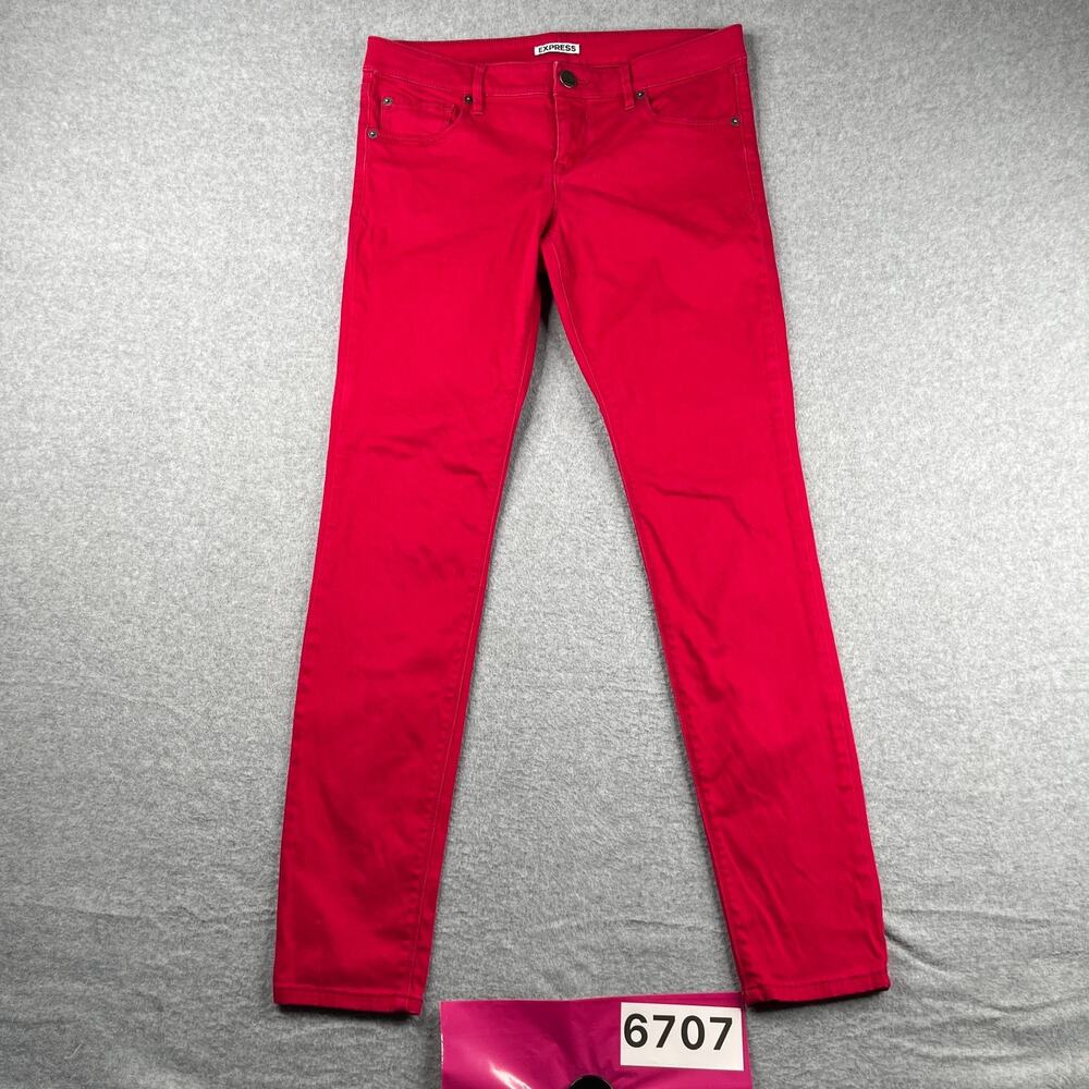 Express Jeans Bright Red Womens Size 8 Stretch Casual
